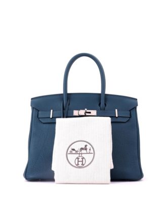 Birkin 30 Handbag Blue Togo with Palladium Hardware