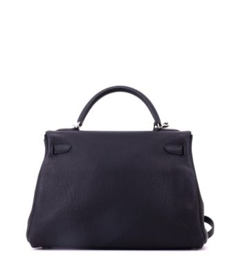 Kelly 32 Handbag Black Togo with Palladium Hardware