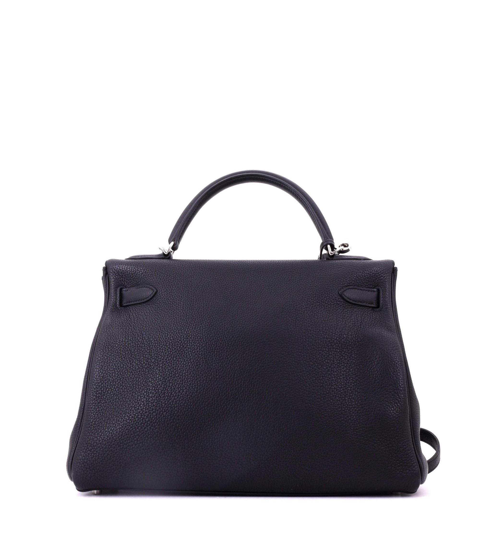Kelly 32 Handbag Black Togo with Palladium Hardware — Image 3