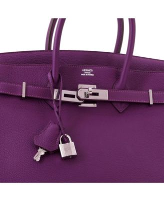 Birkin 35 Handbag Purple Togo with Palladium Hardware