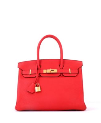 Birkin 30 Handbag Red Clemence with Gold Hardware