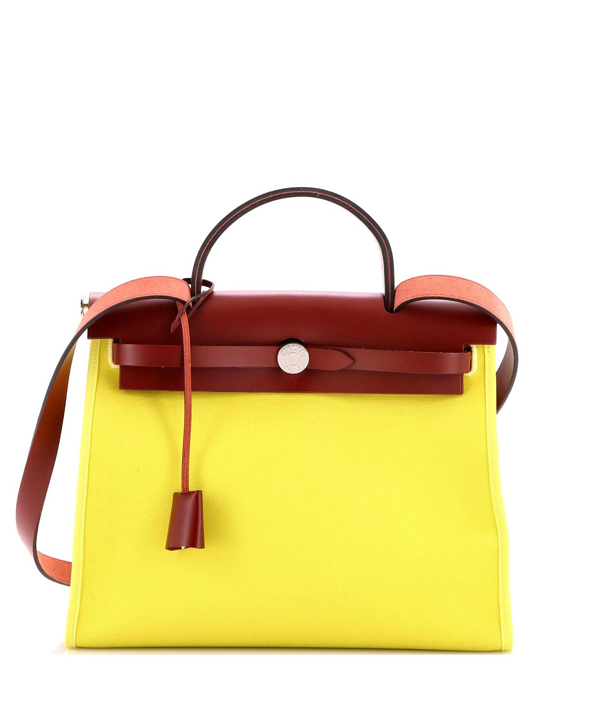 Pre-Owned HERMES 31 Herbag Zip Leather and Toile