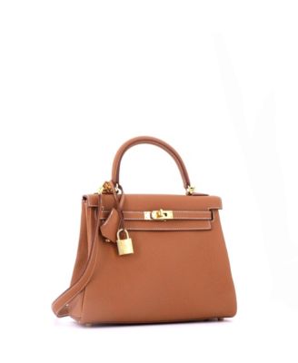 Kelly 25 Handbag Brown Togo with Gold Hardware