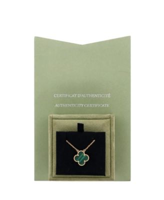  Vintage Alhambra Pendant Necklace 18K Gold and Malachite, 16.25"