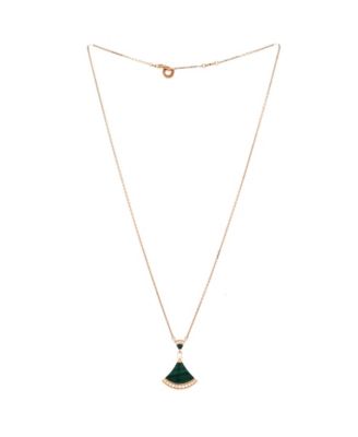  Large Divas' Dream Pendant Necklace 18K Rose Gold with Malachite and Diamonds, 17.25"