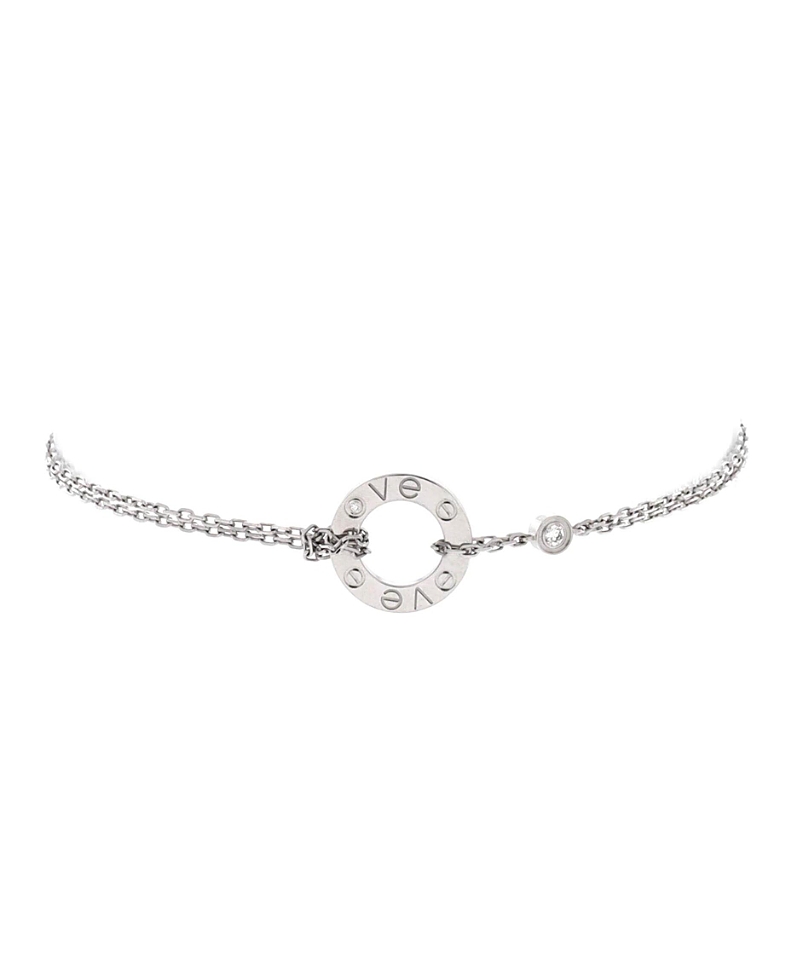 Pre-Owned Cartier 2 Diamonds Love Bracelet 18K White Gold with Diamonds