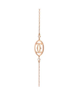  Double C Logo Bracelet 18K Rose Gold with Diamonds