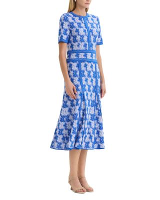 Wrinkle Resistant Intarsia Knit Midi Dress