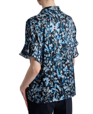  Athena Floral Blouse with Short Flutter Sleeves