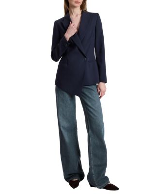  Mara Asymmetrical Blazer in Virgin Wool Stretch