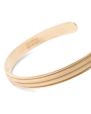 18K Yellow Gold Uomo Ridged Cuff Bangle Bracelet