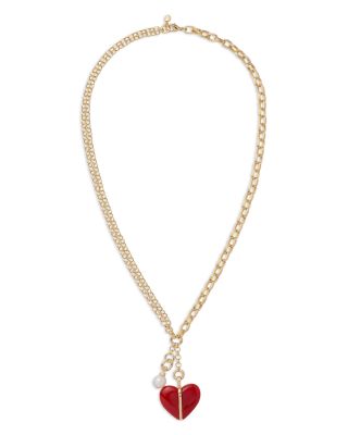 The Big Stone Heart Charm Pendant Necklace, 26"