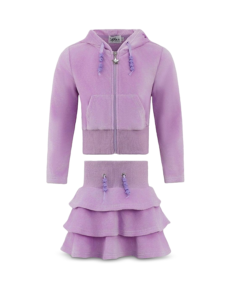 Lola + The Boys Girls' Lavender Velour Margot Set - Little Kid, Big Kid