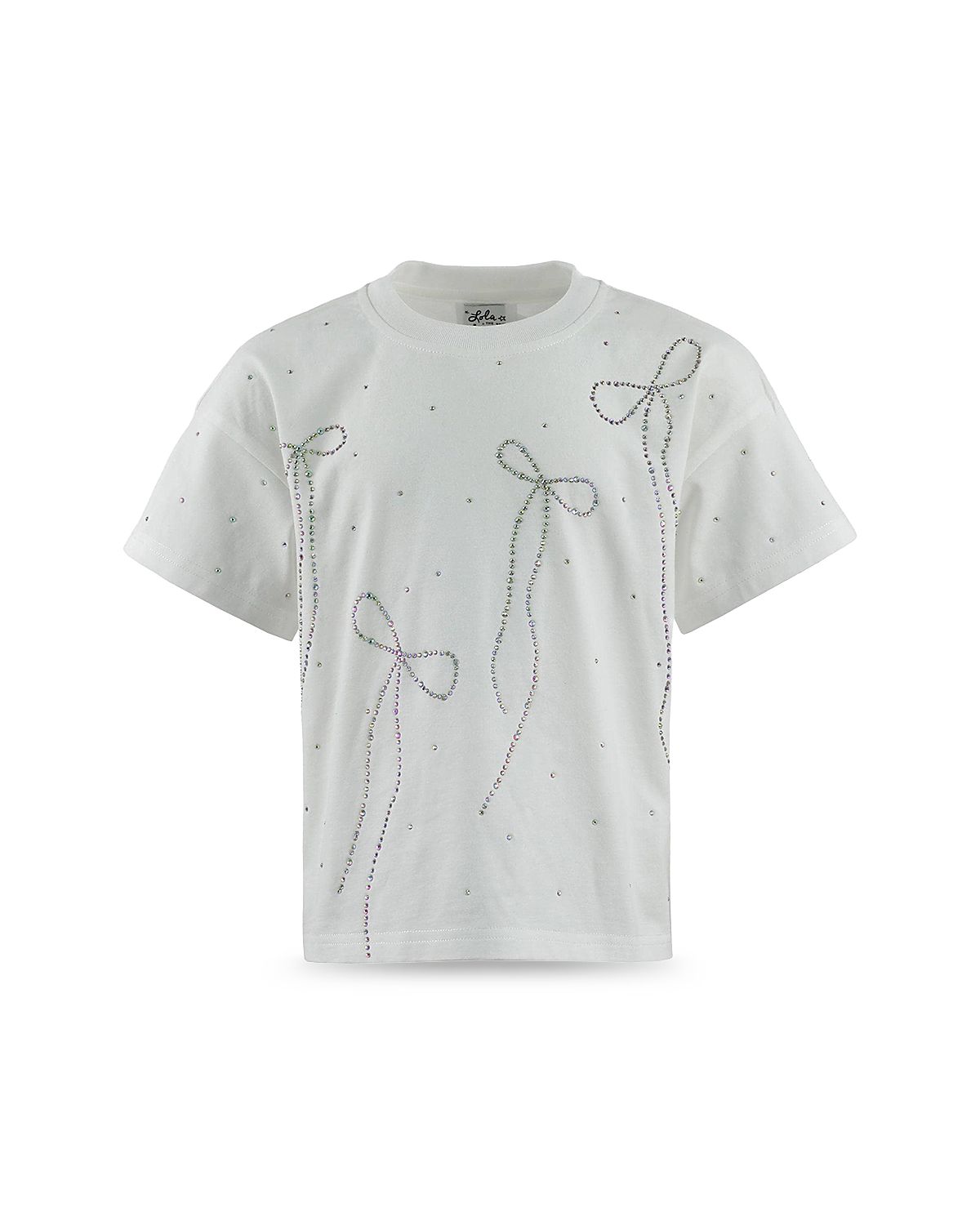 Lola + The Boys Girls' Crystal Bows Tee - Little Kid, Big Kid