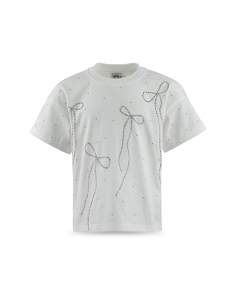 Lola + The Boys Girls' Crystal Bows Tee - Little Kid, Big Kid