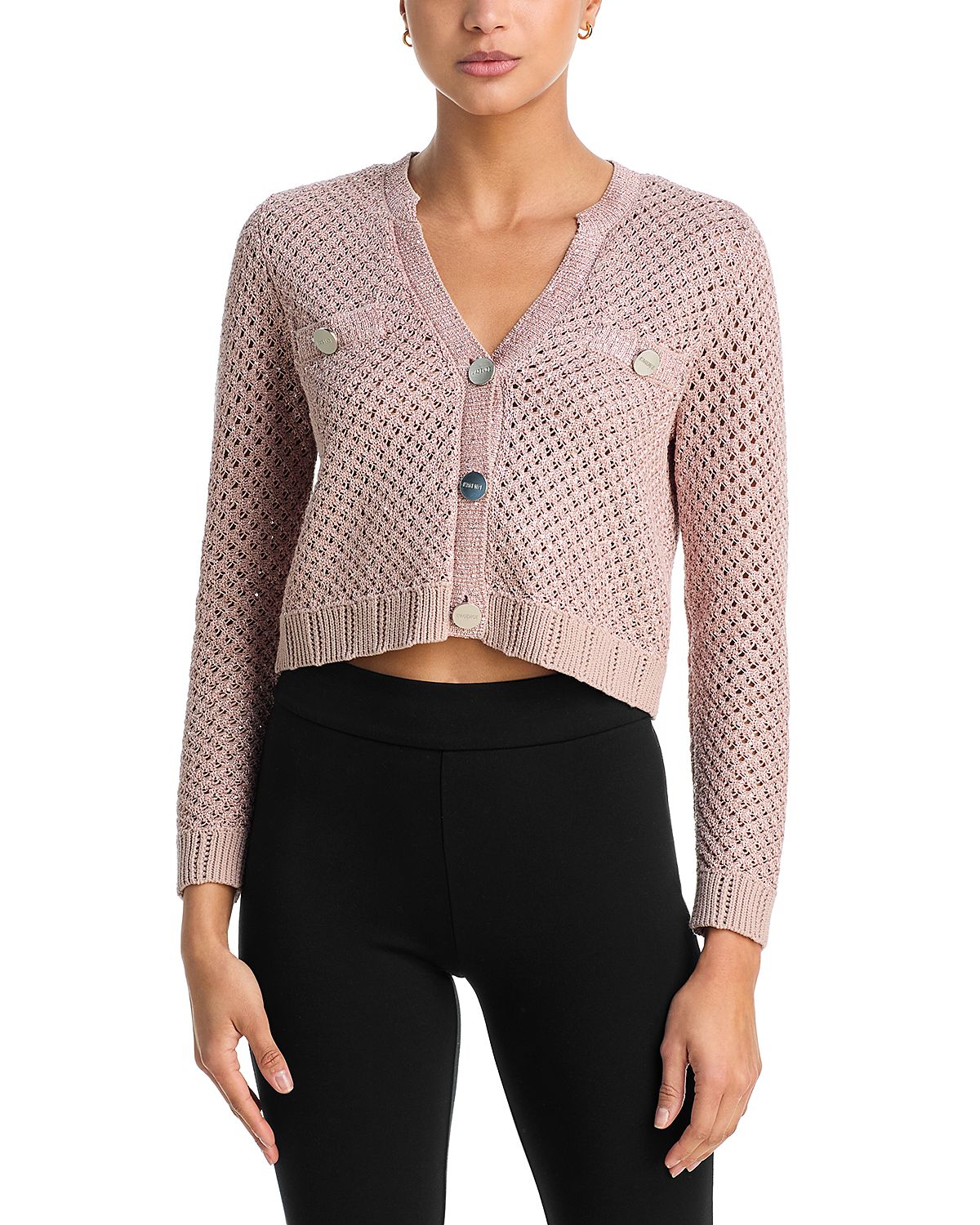 L'Agence Blanca Cropped V Neck Cardigan