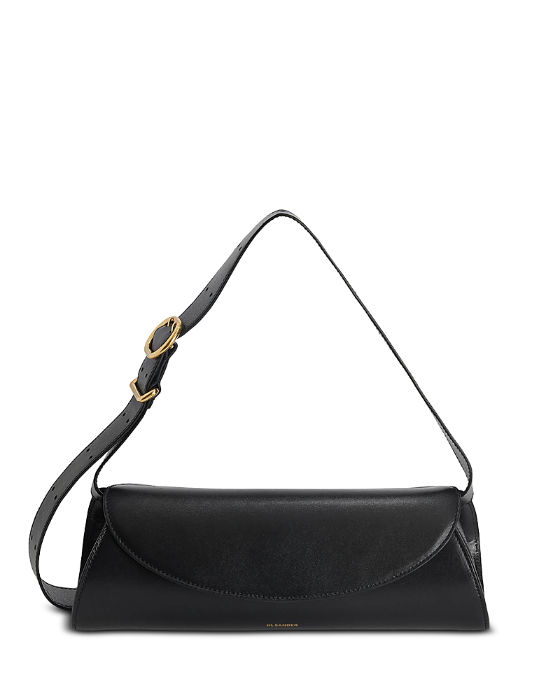 Jil Sander Cannolo Small Black Leather Handbag