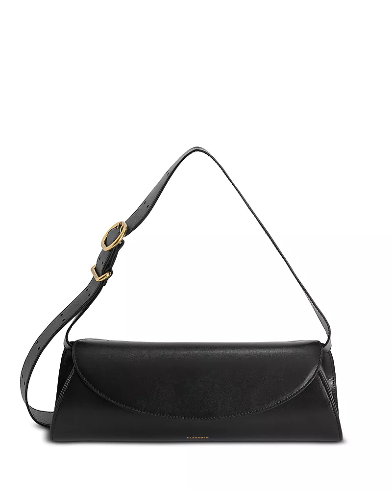 Jil Sander Cannolo Small Black Leather Handbag