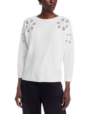 Flower Embellished Dolman Sleeve Sweater