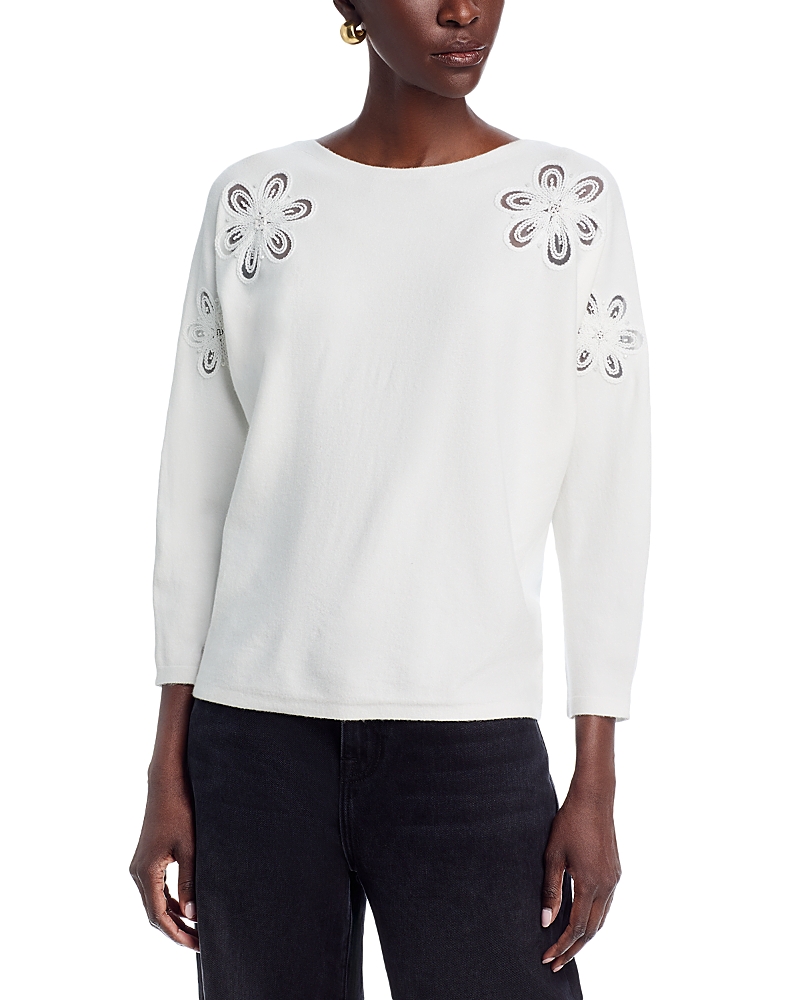 Sioni Flower Embellished Dolman Sleeve Sweater