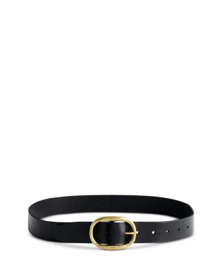 Women's Oval Buckle Distressed Leather Belt