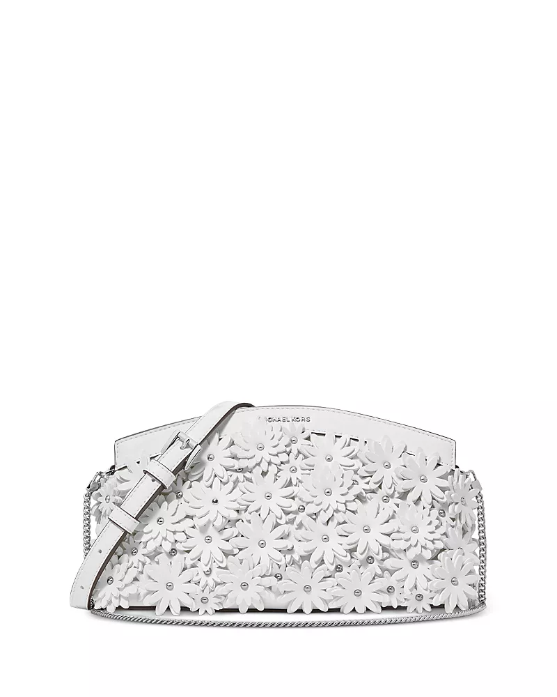 Michael Kors Athena Small Floral Embellished Leather Crossbody Clutch