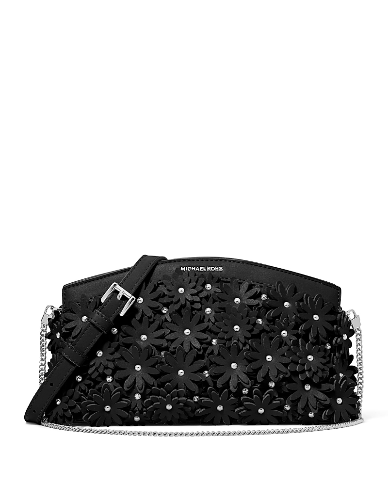 Michael Kors Athena Small Floral Embellished Leather Crossbody Clutch