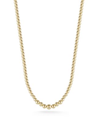 Polished Gold Ball Graduated Collar Necklace in 14K Yellow Gold, 16.5"