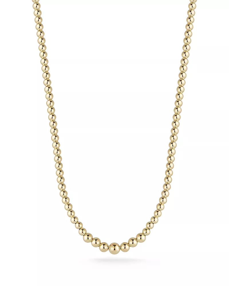 Bloomingdale's Fine Collection Polished Gold Ball Graduated Collar Necklace in 14K Yellow Gold, 16.5
