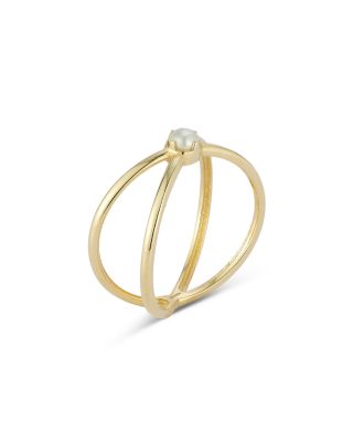 Cultured Pearl Crossover Ring in 14K Yellow Gold