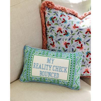 Reality Check Needlepoint Pillow, 15" x 9"