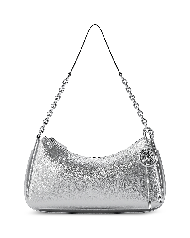 Michael Kors Nolita Medium Metallic Silver Leather Pouchette