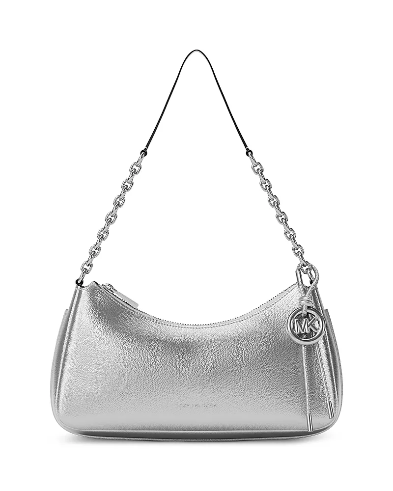 Michael Kors Nolita Medium Metallic Silver Leather Pouchette