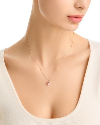 14K Yellow Gold New Stone Age Pink Opal Bullet Pendant Necklace, 18"