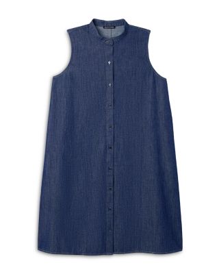 Lightweight Mandarin Collar Sleeveless Dress