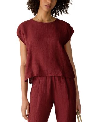 Jewel Neck Linen Top