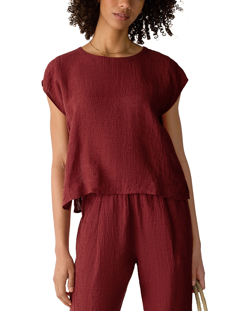 Eileen Fisher Jewel Neck Linen Top