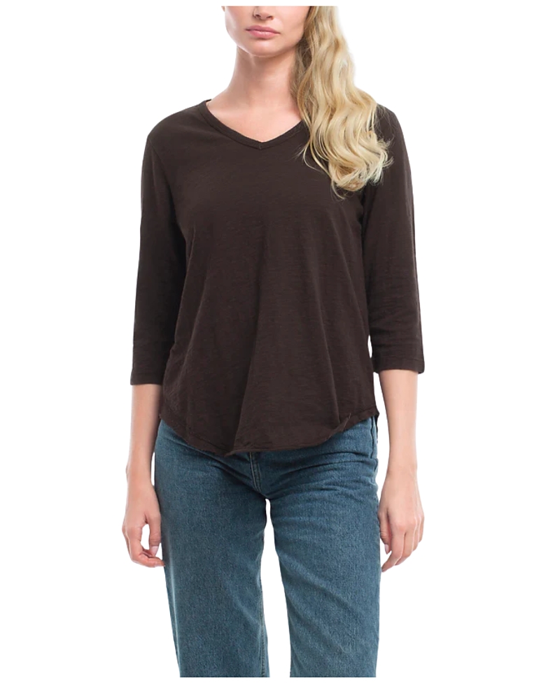 Wilt Clothing 3/4 Sleeve Raw Hem Shirttail Tee
