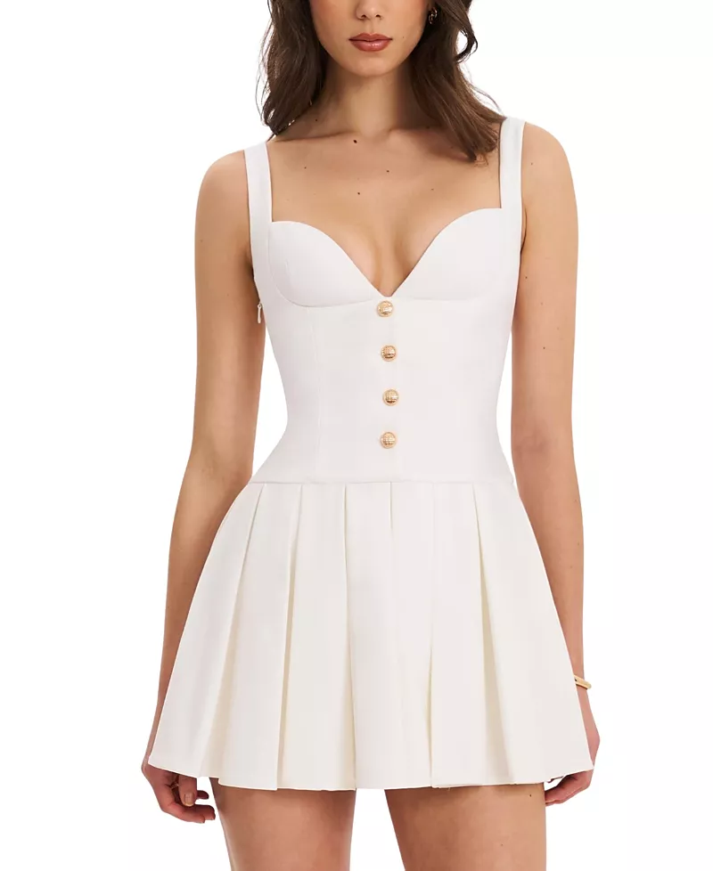Miss Circle Tala Sleeveless Pleated Preppy Mini Dress