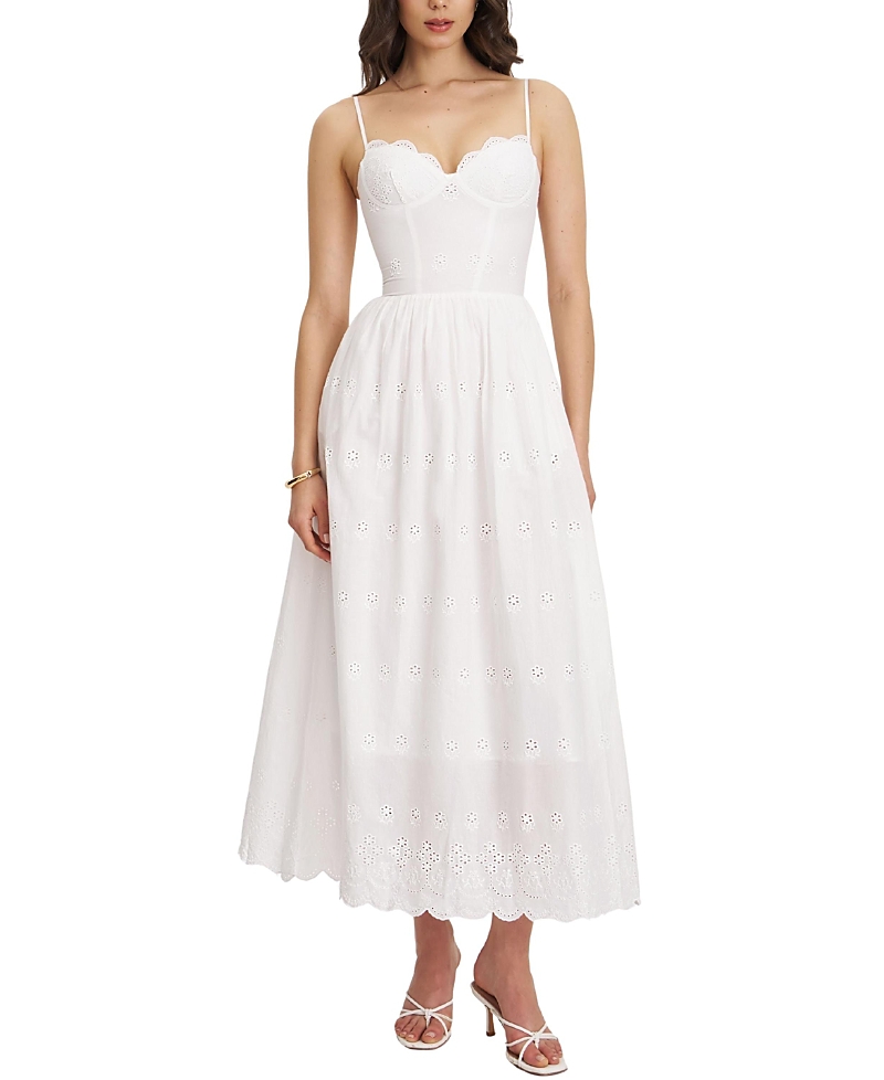 Miss Circle Oberon Cotton Eyelet Lace-Up Back Maxi Dress
