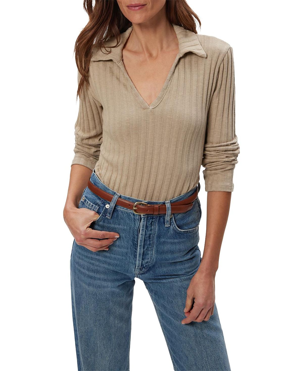 Michael Stars Liyah Long Sleeve Collared Top
