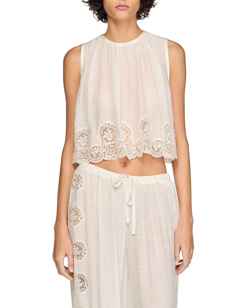 Sandro Crepon Crop Top