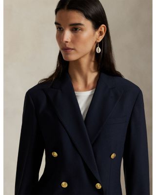 Double Breasted Stretch Wool Blazer