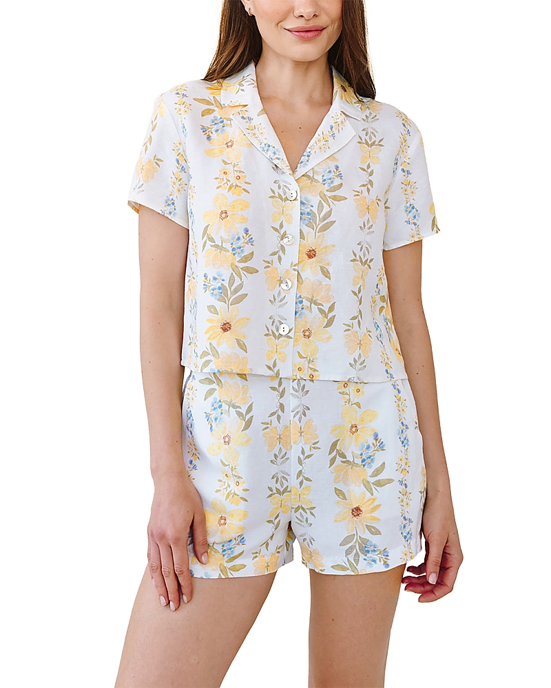 Bella Dahl Floral Short Sleeve Notch Collar Shirt