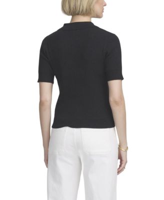 Fine Gauge Ribbed Short Sleeve Henley