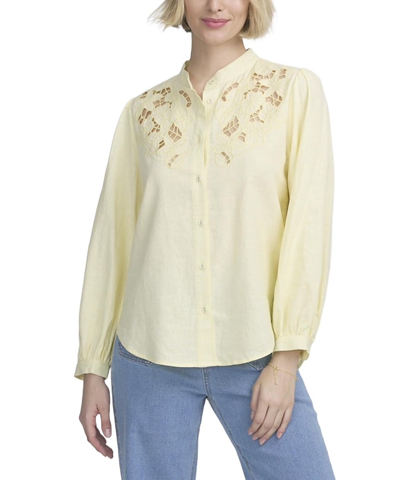 Elle Collection Lace Yoke Shirt
