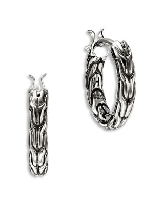 Sterling Silver JH Essentials Chain Motif Hoop Earrings