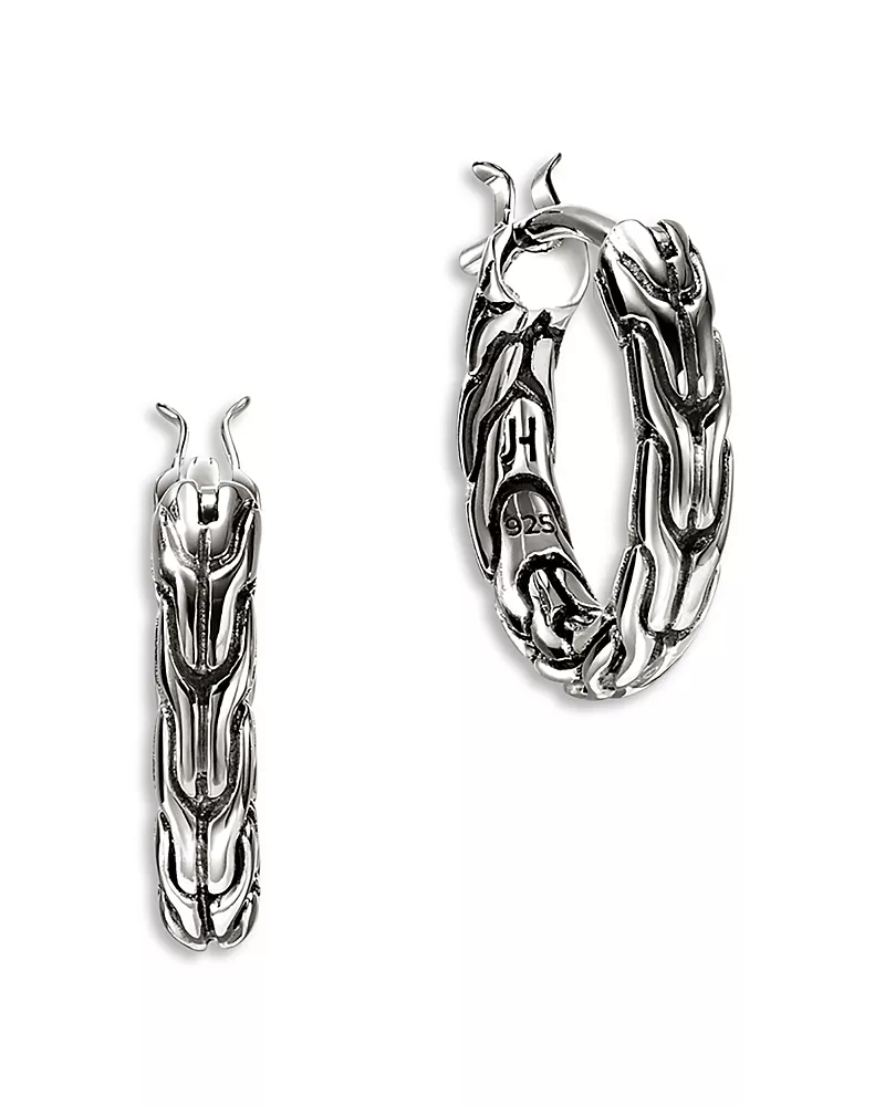 John Hardy Sterling Silver Jh Essentials Chain Motif Hoop Earrings