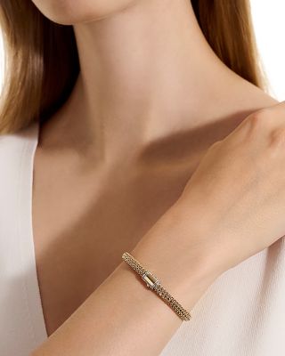 14K Yellow Bonded Gold & Sterling Silver Icon Reversible Woven Link Bracelet, 5mm