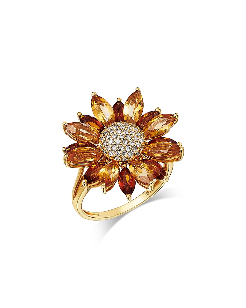 Bloomingdale's Fine Collection Citrine & Diamond Daisy Ring in 14K Yellow Gold